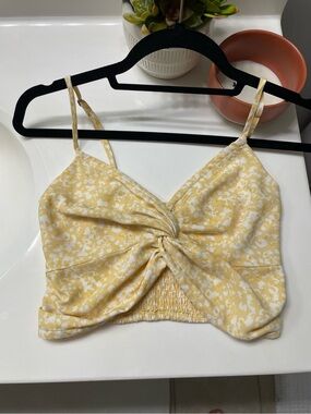 Abercrombie & Fitch Yellow Floral Knot-Front Camisole